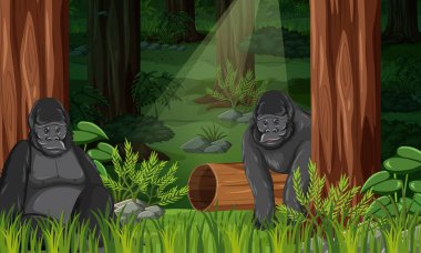 Orman manzaralı vahşi hayvanlar.