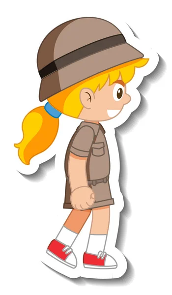 Little Girl Scout Postać Kreskówki Ilustracja — Wektor stockowy