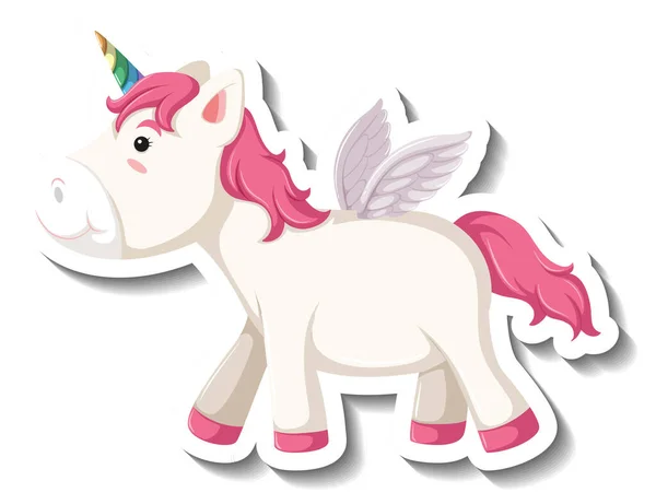 Roztomilý Pegasus Stojící Póza Bílém Pozadí Ilustrace — Stockový vektor