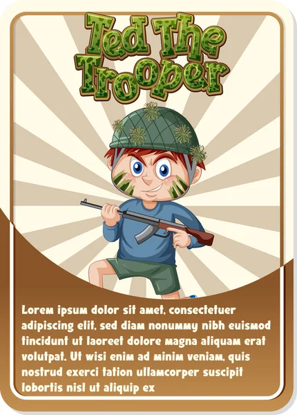 Personaggio Modello Carta Gioco Con Parola Ted Trooper Illustrazione — Vettoriale Stock