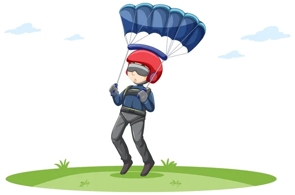Hombre Haciendo Ilustración Paracaídas — Vector de stock