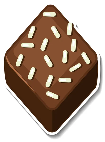 Chocolade Brownie Sticker Geïsoleerd Witte Achtergrond Illustratie — Stockvector
