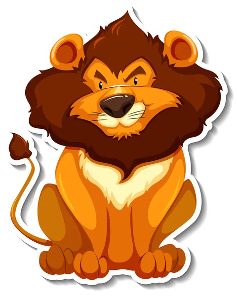 Sitting Lion Cartoon Character White Background Illustration — Stock Vector