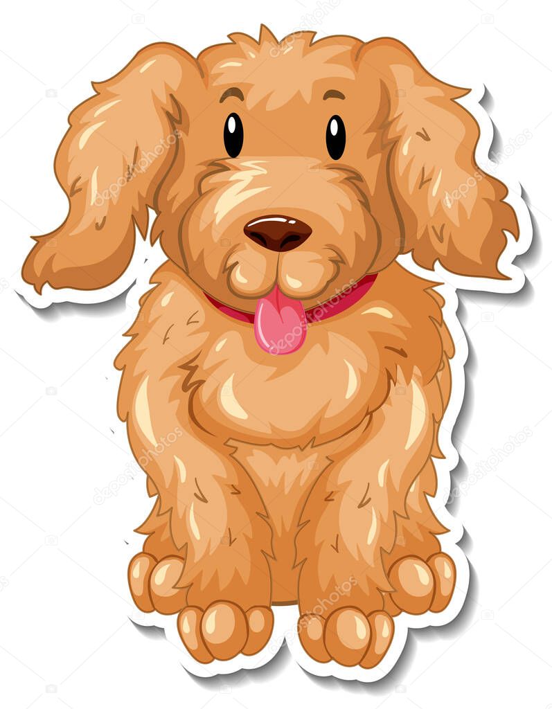A sticker template of dog cartoon character illustration