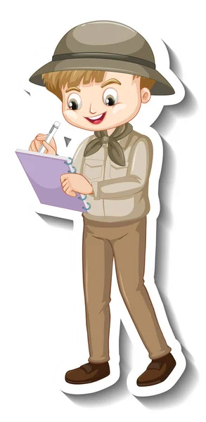 Sticker Template Boy Cartoon Character Illustration — Stock Vector