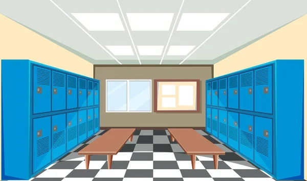 Interior Vestuario Escolar Ilustración — Vector de stock