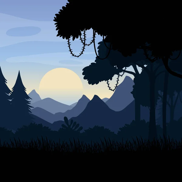 Forest Landscape Silhouette Background Illustration — Stock Vector