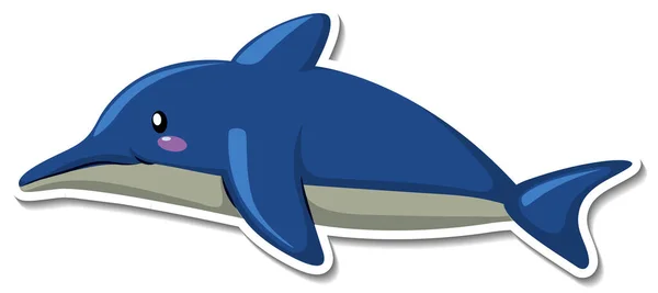 Lindo Delfín Dibujo Animado Pegatina Ilustración — Vector de stock