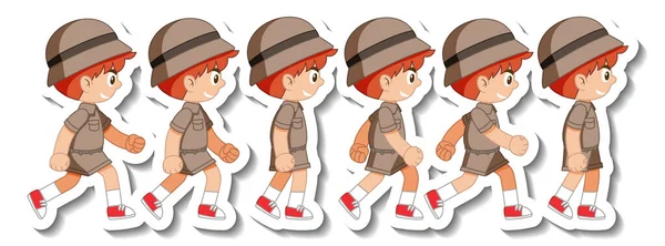 Set Boy Scout Different Action Illustration — Stock Vector