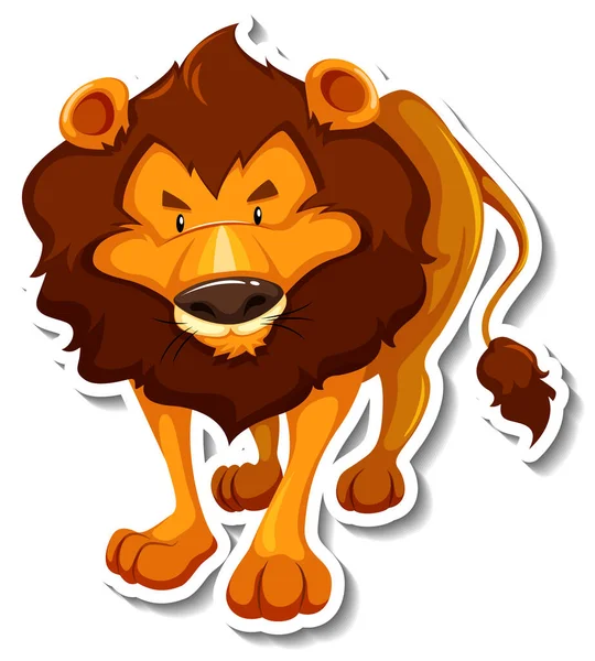 Lion Standing Cartoon Character White Background Illustration — Stock Vector