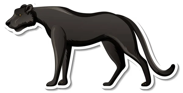 Modello Adesivo Nero Pantera Cartone Animato Personaggio Illustrazione — Vettoriale Stock