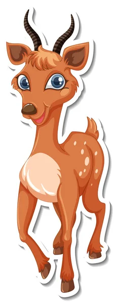 Ciervo Pie Personaje Dibujos Animados Pegatina Ilustración — Vector de stock