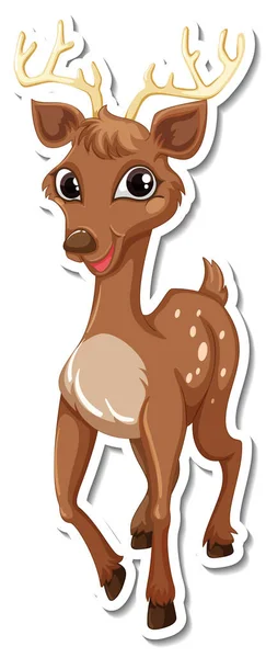 Deer Standing Cartoon Character Sticker Illustration — Stock Vector