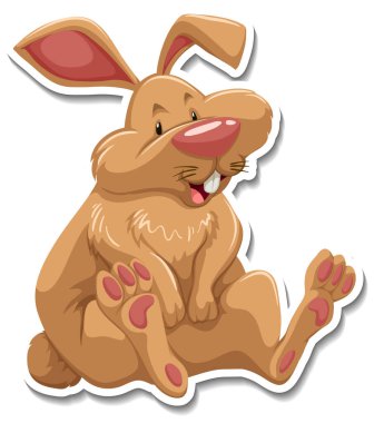 Beyaz arkaplan çiziminde tavşan çizgi film karakteri