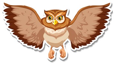 Kahverengi baykuş çizgi film karakteri çıkartması çizimi