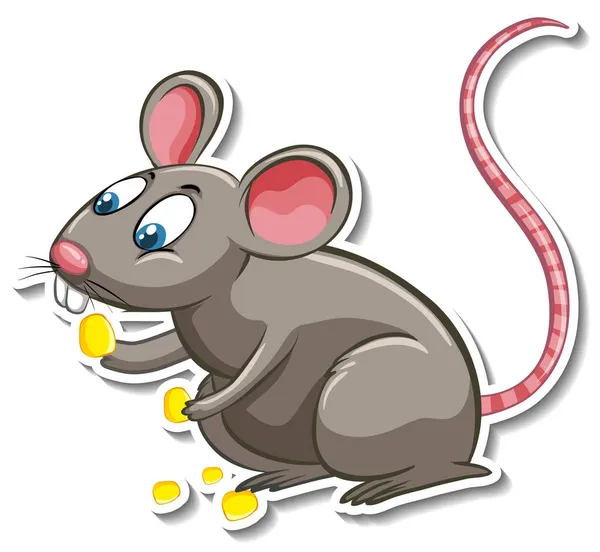Szablon Naklejki Postaci Kreskówki Szczura — Wektor stockowy