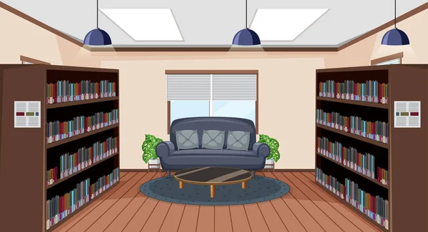 Diseño Interior Biblioteca Vacía Con Ilustración Estanterías — Vector de stock