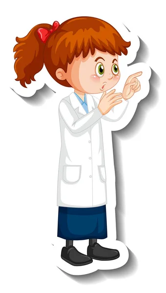 科学者女の子漫画のキャラクターで立ってポーズイラスト — ストックベクタ