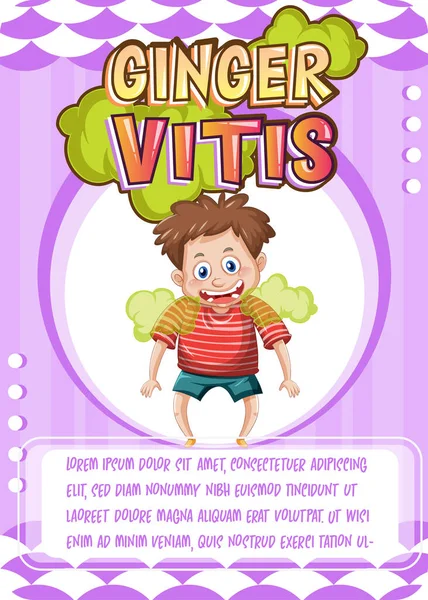 Personaggio Modello Carta Gioco Con Parola Ginger Vitis Illustrazione — Vettoriale Stock