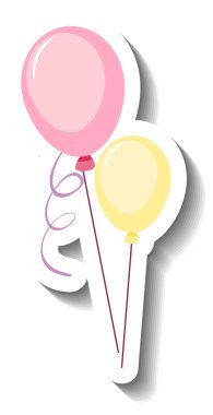 Beyaz arkaplanda pembe ve sarı balonlar