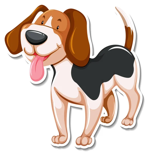 Een Sticker Sjabloon Van Hond Cartoon Karakter Illustratie — Stockvector