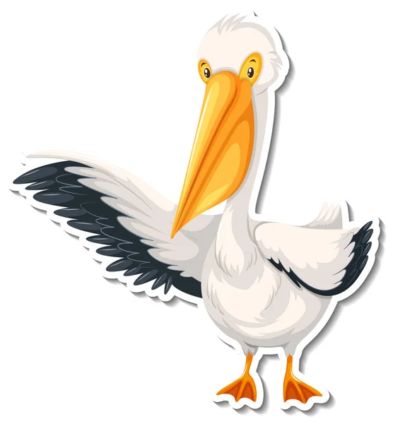 Pelikan Vogel Cartoon Sticker Illustration — Stockvektor