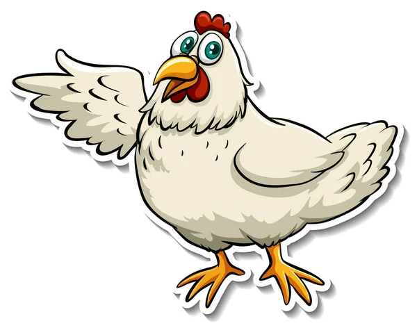 Ein Niedliches Huhn Cartoon Animal Sticker Illustration — Stockvektor