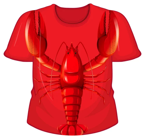 Bagian Depan Shirt Dengan Gambar Pola Lobster - Stok Vektor