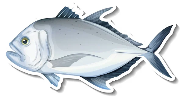 Autocollant Géant Poisson Trevally Sur Fond Blanc Illustration — Image vectorielle