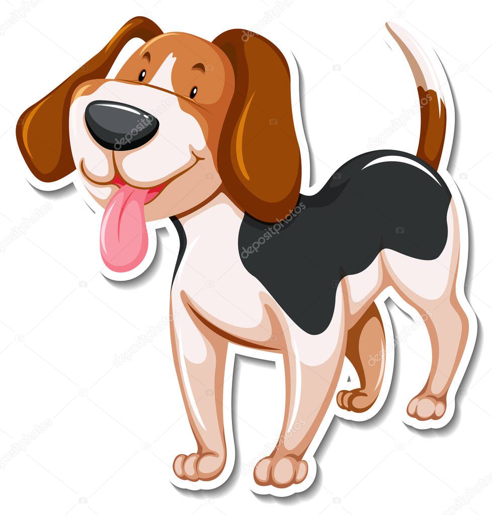 A sticker template of dog cartoon character illustration