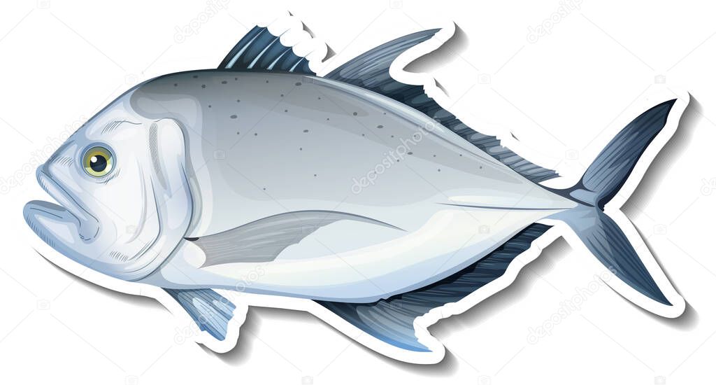 Giant trevally fish sticker on white background illustration