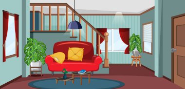 Mobilyalı oturma odası iç tasarımı.