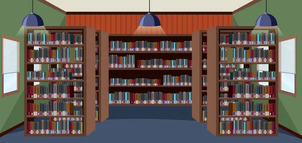 Design Interior Gol Bibliotecă Rafturi Ilustrare — Vector de stoc