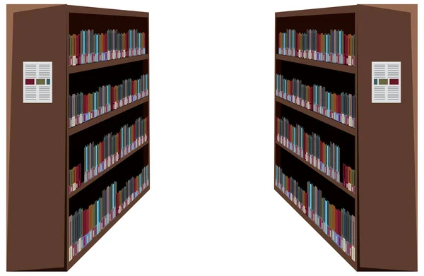 Bibliothèque Avec Livres Sur Fond Blanc Illustration — Image vectorielle