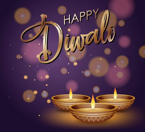 Felice Diwali Poster Disegno Illustrazione — Vettoriale Stock