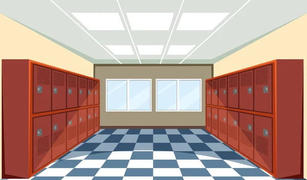 Interno Una Scuola Spogliatoio Illustrazione — Vettoriale Stock