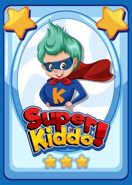 Super Kiddo illüstrasyonlu karakter kart şablonu