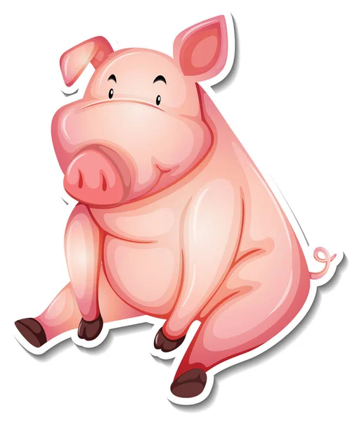 Fermă Porc Animal Desen Animat Autocolant Ilustrare — Vector de stoc