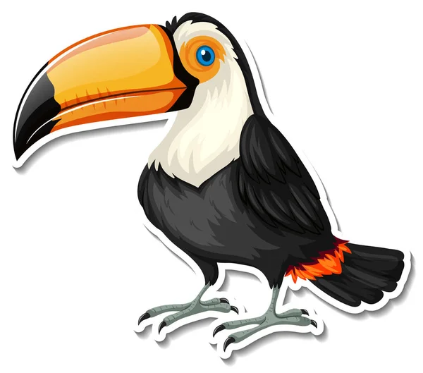 Toucan Pássaro Animal Desenho Animado Etiqueta Ilustração — Vetor de Stock