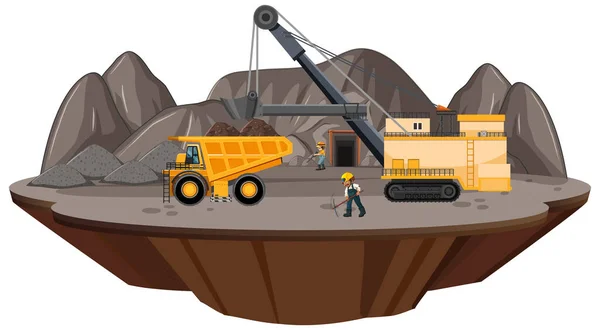 Una Isla Minería Del Carbón Escena Ilustración — Vector de stock