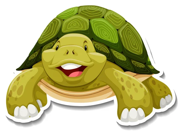 Симпатичная Иллюстрация Наклейки Изображением Черепахи — стоковый вектор