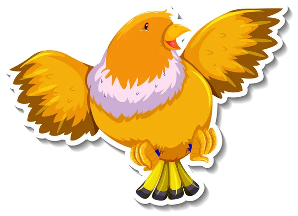 Mignon Jaune Oiseau Animal Dessin Animé Autocollant Illustration — Image vectorielle