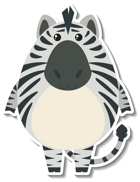 Mollig Zebra Dier Cartoon Sticker Illustratie — Stockvector