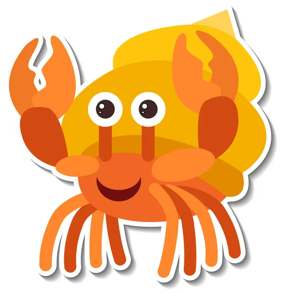 Hermit Crab Sea Animal Cartoon Sticker Illustration — Stock Vector