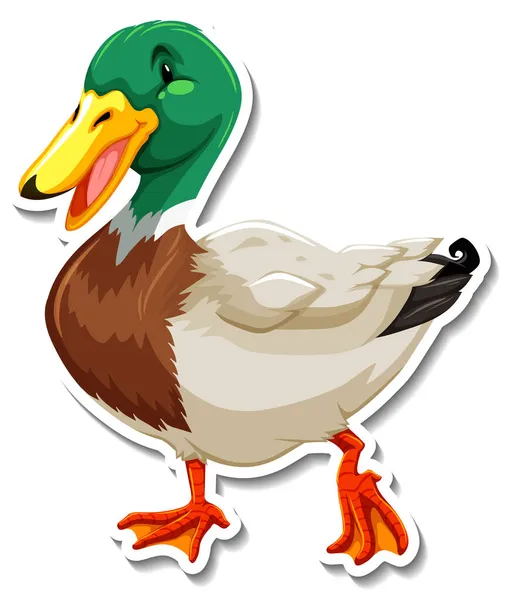 Pato Animal Fazenda Animal Desenho Animado Etiqueta Ilustração — Vetor de Stock