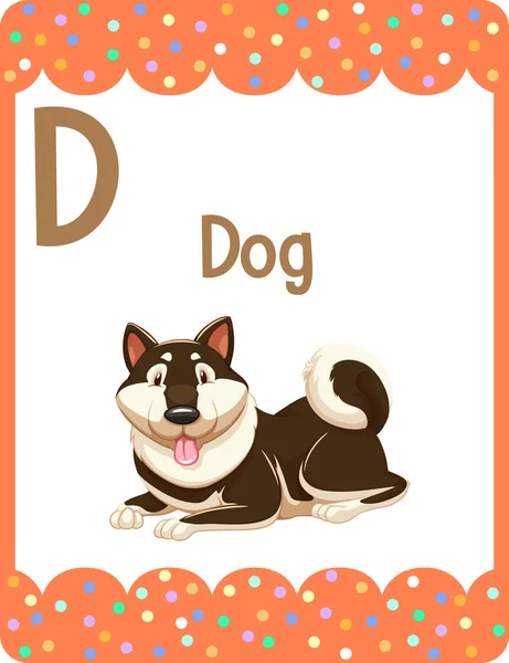 Alphabet Flashcard Letter Dog Illustration — Stock Vector