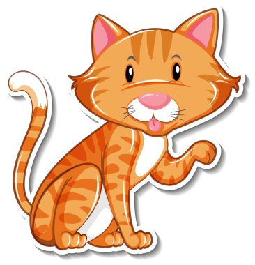 Kedi çizgi film karakteri illüstrasyonunun bir etiket şablonu