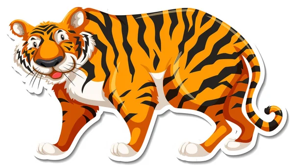 Tigre Personnage Dessin Animé Sur Fond Blanc Illustration — Image vectorielle