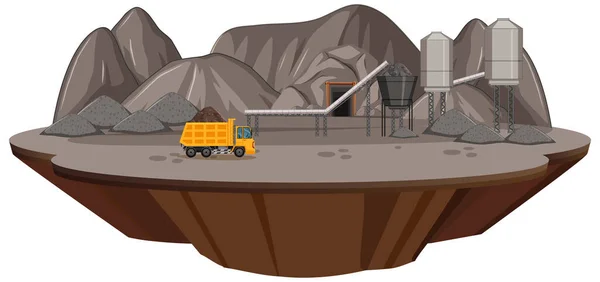 Een Eiland Van Steenkool Mijnbouw Scene Illustratie — Stockvector