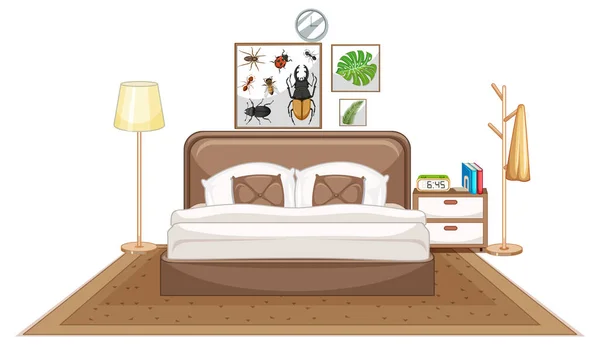 Meubles Chambre Coucher Sur Fond Blanc Illustration — Image vectorielle